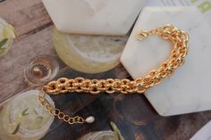 "⭐ Extra Super Chunky Gold Chain Bracelet, Thick Bold Multilayered Chain Bracelet, Large Big Oversize Layering Stacking Statement Bracelet ⭐ BRACELET MEASURE * Total Chain Length: 6.5\" chain + 2\" extender * Chain Thickness: 14mm * Closure: Lobster Clasp If you are interested in other sizes, please click the link below. https://www.etsy.com/listing/973480152/extra-super-chunky-curb-link-chain?ref=shop_home_recs_1&frs=1 ⭐ MATERIAL & QUALITY: ✅Hypoallergenic ✅Water Resistant ✅Tarnish Resi Gold Double Chain Bracelet For Party, Elegant Double Chain Bracelets For Party, Elegant Double Chain Bracelet For Party, Chain Link Bracelets For Jewelry Making, Elegant Chunky Metal Bracelets, Party Metal Bracelets With Double Chain, Multi-strand Chain Bracelets As Gift, Elegant Chunky Metal Chain Bracelet, Party Chain Bracelet With Chunky Chain