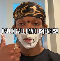 a person with a face mask on and the words calling all david listeners