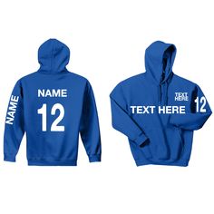 Name and number hoodie, add text and number on any of the locations indicated on the image, Hoodies are available in many different colors. Print will be either black or white. (If you need a different color print, no problem just message me we can change it for you.) Available customization locations: 4 inch number on the upper sleeve either left or right you choose. 3.5-4 inches wide for the text on the left chest. 2.5 inches tall for the text on center chest. Name on back above the number is Sporty Hoodie Sweatshirt For Team Events, Sporty Cotton Hoodie For Team Events, Casual Hooded Hoodie For Team Events, Sporty Hooded Hoodie For Team Events, Team Spirit Fleece Hoodie With Team Name, Casual Customizable Hoodie For Sports Events, Team Name Fleece Hoodie For Streetwear, Team Spirit Hoodie For Winter Team Events, Winter Team Spirit Hoodie For Team Events