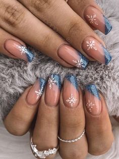 Blue Christmas Nails, Nail Art Idea, Nail Art Noel, Plaid Nails, Christmas Gel Nails, Nail Colour, Snowflake Nails