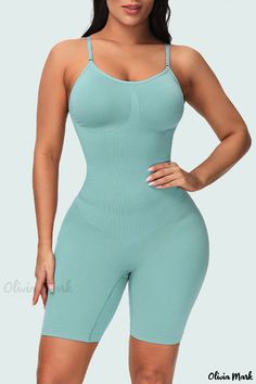 Olivia Mark - Professional Womens Backless Spaghetti Strap Skinny Romper in Solid Green Sportswear Backless Romper, Rompers Online, Athletic Looks, Jumpsuits And Romper, Jumpsuit Fashion, Athletic Fashion, Product Name, Womens Bodysuit, Olivia Mark