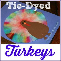 tie - dyed turkey paper plate craft with the words, tie - dyed turkey on it