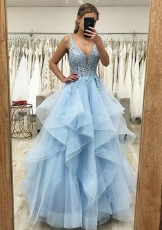 Beading Applique, Prom Dress With Lace, Prom Outfit, Formal Wedding Guests, Dress Ruffles, Princess Prom Dresses, Dream Prom, A Line Prom Dresses, Grad Dresses