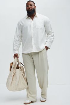 Available In White. Fold Down Collar Front Button Closure Chest Pocket Long Sleeve Pair With Bahamas Linen Pants Shell: 55% Linen 45% Cotton Imported | Mens Bahamas Linen Long Sleeve Shirt in White size 3XL by Fashion Nova Linen White Shirt Men, White Linen Camp Shirt With Pockets, White Linen Single-button Outerwear, Men’s Linen Button Down, Men’s White Linen Shirt, Mens Button Up, Linen Pants, White Fashion, Bahamas