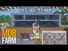 an image of a kitchen in minecraft with the words easy mob farm over 100 - per hour