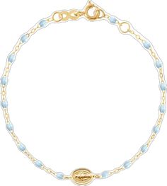 Gigi Clozeau - Madone Charm Classic Gigi Baby Blue bracelet, Yellow Gold, 6.7 Elegant Blue Oyster Bracelet, Elegant Blue Evil Eye Bracelet, Global Supply Chain, Ancient Symbols, Small Decor, Blue Bracelet, Baby Blue, Timeless Design, Yellow Gold