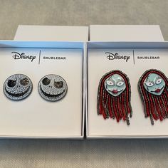 Get Ready To Add Some Spooky Magic To Your Jewelry Collection With These Disney X Baublebar Jack Skellington & Sally Stud Earring Sets From Nightmare Before Christmas. These Earrings Feature The Iconic Characters From The Beloved Disney Franchise And Are Perfect For Any Fan Of The Movie. The Sets Come In Their Original Packaging, And Are Perfect To Wear Individually Or Wear One Of Each For A Fun Look! Earring Sets, Jack And Sally, Stud Earrings Set, Jack Skellington, Iconic Characters, Nightmare Before, Stud Earring, Nightmare Before Christmas, The Movie