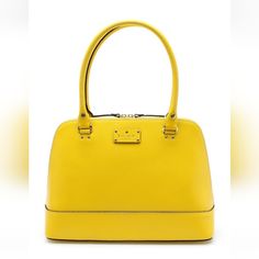 Bright & Cheerful Bright Yellow Rachelle Wellesley Shoulder Tote By Kate Spade. Nwt. Still Has The Original Wrapping On The Straps And The Zipper Tabs. Never Used. I Purchased This Lovely Bag From Kate Spade Online. Measurements: 15 In Across 10 In Height 5 In Wide At The Base Shiny Gold Hardware Original Dust Bag & Care Card Included The Purse Narrows Towards The Top, Yet Is Quite Roomy. Has An Internal And External Zippered Pocket. There Are Two Pockets Without Zippers Internally As Well. Lini Elegant Yellow Bag For Work, Elegant Yellow Workwear Bag, Kate Spade Sling Bag, Yellow Kate Spade Travel Bag, Yellow Shoulder Bag With Top Carry Handle For On-the-go, Kate Spade Yellow Shopping Bag, Kate Spade Leather Bags With Gold-tone Hardware, Kate Spade Tote With Gold-tone Hardware, Leopard Purse