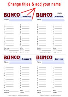 a printable bunco game with the words change titles and add your name to it