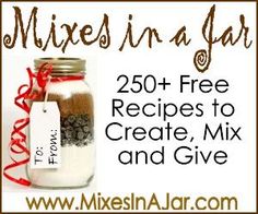 a mason jar filled with cookies next to a tag that says mixes in a jar