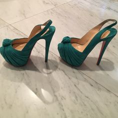 Great Condition , Only Worn Twice , Like Brand New , No Box Luxury Green Platform Heels, Luxury Green Heels For Cocktail, Designer Green Platform Heels, Luxury Green Closed Toe Heels, Shoes Color, Louboutin Shoes, Shoes Shoes, Christian Louboutin Shoes, Shoes Women Heels