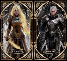 two cards with the same character on them, one has blonde hair and one has blue eyes