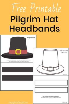 a printable pilgrim hat headband with the text, free printable pilgrim hat headbands