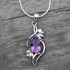 Amethyst flower necklace, 'Bengal Blossom' - Amethyst flower necklace Amethyst Flower, Feminine Jewelry, Purple Jewelry, Magical Jewelry, Amethyst Jewelry, Amethyst Necklace, Fantasy Jewelry, Samhain, Traditional Jewelry