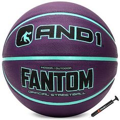 a purple and black basketball with the word fantom on it