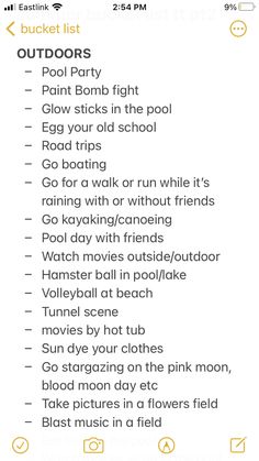 an iphone screen showing the rules for pool party and other things to do in front of it