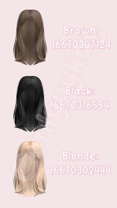 three different types of hair on a pink background with the words brown, black, blonde and