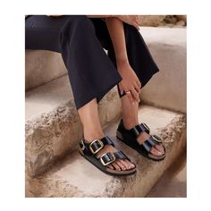 For maximum grip, stability, and an impeccable fit, look no further than the BIRKENSTOCK Milano! Its compact design and ankle strap provide all of these features. Plus, the Big Buckle version boasts a chic, oversized pin buckle. The footbed is semi-exquisitely lined with plush piumato leather for unmatched comfort. And the upper is crafted from top-notch natural leather with a glossy patent finish. Anatomically shaped cork-latex footbed; semi-exquisite Upper: natural leather with patent coating Buckle Outfits Women, Buckle Outfits, Birkenstock Milano, Cultura Pop, Sandal Women, Compact Design, Natural Leather, Birkenstock, Ankle Strap