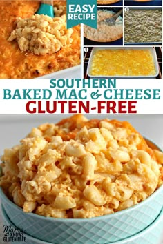 southern baked macaroni and cheese gluten - free recipe is shown here