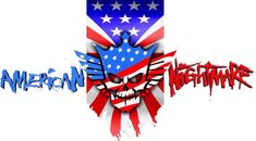 an american flag and skull with the words, american gunstripe written in red white and blue