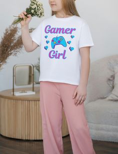 Gamer Girl T-Shirt Gamer Style Short Sleeve Top With Letter Print, Gamer Graphic Print Short Sleeve Tops, Girl T Shirt, Gamer Girl, Girls Tshirts, Beauty Book, Gender Neutral, Bathing Beauties, Adult Outfits