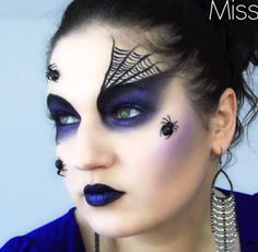 Diaries of Girls: Make up Ideas for Halloween Spider Makeup, Halloween Makeup Witch, Make Up Diy, Halloween Makeup Look, Spider Costume, Spider Queen, Halloween Makeup Diy