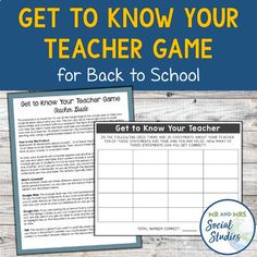 the back to school game with text that says get to know your teacher