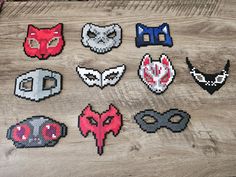 the pixel art is made with different types of masks and colors on wood planks