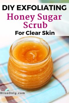 Diy Face Scrub For Acne Clear Skin, Homemade Skin Exfoliant, How To Make Exfoliating Scrub For Face, Home Made Face Scrub Exfoliate, Honey Face Scrub, Diy Exfoliating Face Scrub, For Clear And Glowing Skin, Scrub At Home, Acne Scrub