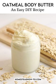 oatmeal body butter Oatmeal Body Butter, Diy Body Butter Recipes, Vanilla Oatmeal, Body Butter Recipe, Diy Oatmeal, Kat Diy, Homemade Body Butter, Homemade Oatmeal