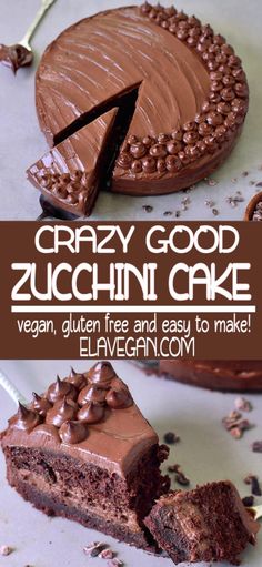 chocolate zucchini cake with one slice cut out