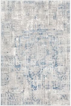 an area rug with blue and gray colors