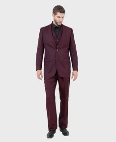 Make a dapper impression in this stylish three-piece suit! Expertly tailored from luxurious burgundy tweed fabric, this vintage-inspired suit includes a notch lapel jacket with two buttons, coordinating trousers, and a vest. Perfect for any formal occasion, this suit will have you looking knowledgeable and polished. Features: Pants, vest and a jacket with this suit The jacket comes with a 2 button closure and notch lapel The pants are Flat Front The vest has 5 buttons Formal Tweed Three-piece Suit With Notch Lapel, Formal Three-piece Tweed Suit With Notch Lapel, Tweed Three-piece Suit With Notch Lapel For Business, Tweed Three-piece Suit For Semi-formal Occasions, Formal Single Breasted Tweed Three-piece Suit, Semi-formal Tweed Three-piece Suit, Formal Three-piece Single Breasted Tweed Suit, Semi-formal Three-piece Tweed Suit, Formal Single-breasted Tweed Three-piece Suit