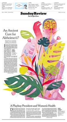 the front page of sunday review with an image of a woman's head surrounded by plants