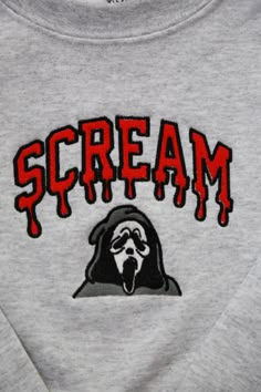 Scream Embroidery Sweatshirt, Scream Custom Shoes, Ghost Face Hoodie, Scream Clothes, Scream Merch, Scream Sweatshirt, Scream Hoodie, Scream Outfits, The Scream