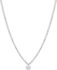 Modern Diamond Necklace With Cable Chain, Modern Diamond Chain Necklace As Gift, Modern Diamond Chain Necklace Gift, Elegant Sterling Silver Solitaire Necklace With Cable Chain, Elegant White Diamond Initial Pendant Necklace, Modern Chain Necklace For Anniversary, Elegant Sterling Silver Initial Pendant Necklace, Minimalist Diamond Cable Chain Necklace, Elegant Solitaire Necklace With Cable Chain