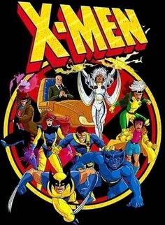 the x - men logo is shown in front of an image of wolverine and other characters