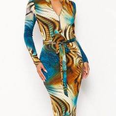 Marble Print With Blue And Yellow Colors Chic Blue Maxi Bodycon Dress, Spring Blue Maxi Bodycon Dress, Blue Maxi Bodycon Dress For Spring, Blue Bodycon Maxi Dress For Spring, Chic Blue Bodycon Maxi Dress, Royal Blue Midi Dress, Short Satin Dress, Sassy Dress, Charmeuse Dress