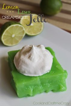 lemon lime creamsice jello on a white plate