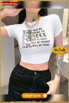 Fashion Printed Round Neck Short Sleeve T-shirt Top Blanco Aesthetic, Blanco Aesthetic, Crop Top Blanco, Y2k Aesthetic Fashion, Printed Crop Top, Egirl Clothes, Egirl Outfits, Harajuku Outfits, Y2k Aesthetic Outfits