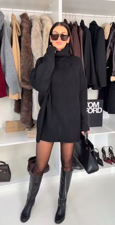 Dress And Stockings Outfit, Dress And Stockings, Stockings Outfit Classy, December 2024, All Black Everything, Fall 2024, Winter Outfit, World Of Fashion