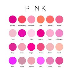 the different shades of pink are shown in this chart, which shows how many colors can be used