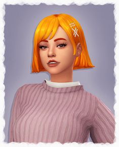 a digital painting of a woman with blonde hair and piercings on her head, wearing a pink sweater