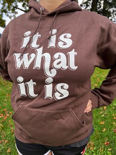 Unisex size hoodie in a brown color with a white, puff print graphic on the front. Hoodie is: - 8 oz., 50% cotton, 50% polyester - Double-needle coverseaming on neck, armholes and waistband - Double-ply hood with grommets and matching drawcord Spring Valley, Hoodie Oversize, Comfy Sweater, White Cow, Puff Print, Metal Hair Clips, Purple Ombre, Comfy Sweaters, Print Graphic