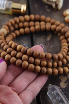 Natural Wood Beaded Bracelets With Round Beads, Natural Wood Beaded Bracelets, Wooden Beaded Necklaces With Round Beads, Adjustable Wooden Beads, Mala Jewelry, Yoga Mala, Boho Yoga, Girl Jewelry, Spiritual Jewelry