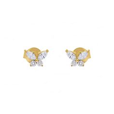 These tiny butterfly studs feature delicate details carefully crafted by hand. Ideal for everyday wear, these earrings are a subtle but charming addition to any look. Dainty Yellow Gold Butterfly Earrings, Dainty Yellow Gold Earrings With Butterfly Charm, Dainty Butterfly Earrings For Anniversary, Tiny Dainty Butterfly Earrings, Tiny Butterfly Dainty Earrings, Dainty Tiny Butterfly Earrings, Dainty Butterfly Earrings For Wedding, Tiny Butterfly, Butterfly Earrings Stud