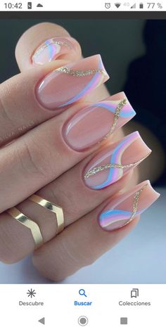 2024 Nails, Gold Nail, Pink Acrylic Nails