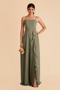 Moss Green Winnie Chiffon Ruffle Bridesmaid Dress | Birdy Grey Sea Glass Bridesmaid, Ruffle Bridesmaid Dress, Green Chiffon Bridesmaid Dress, Slate Blue Bridesmaid Dresses, Ruffles Bridesmaid Dresses, Bridesmaid Dress Chiffon, Convertible Bridesmaid Dress, Birdy Grey, Elegant Bridesmaid Dresses