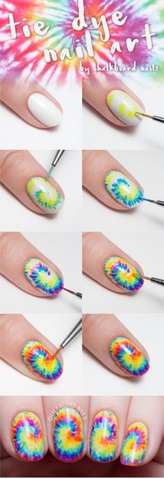 Holiday Nails Diy, Art Ideas For Teens, Chalkboard Nails, Tie Dye Nails, New Nail Art, Diy Nail Art