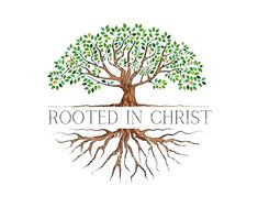 the logo for rooted in christ, a church that has been converted to look like a tree